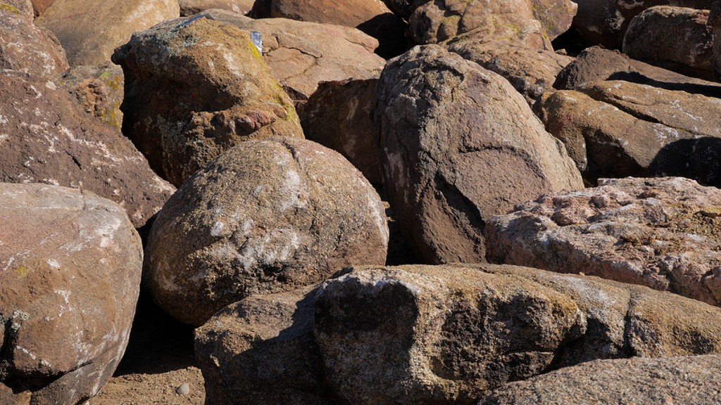 Boulder and native plants in a Desert Southwest design.